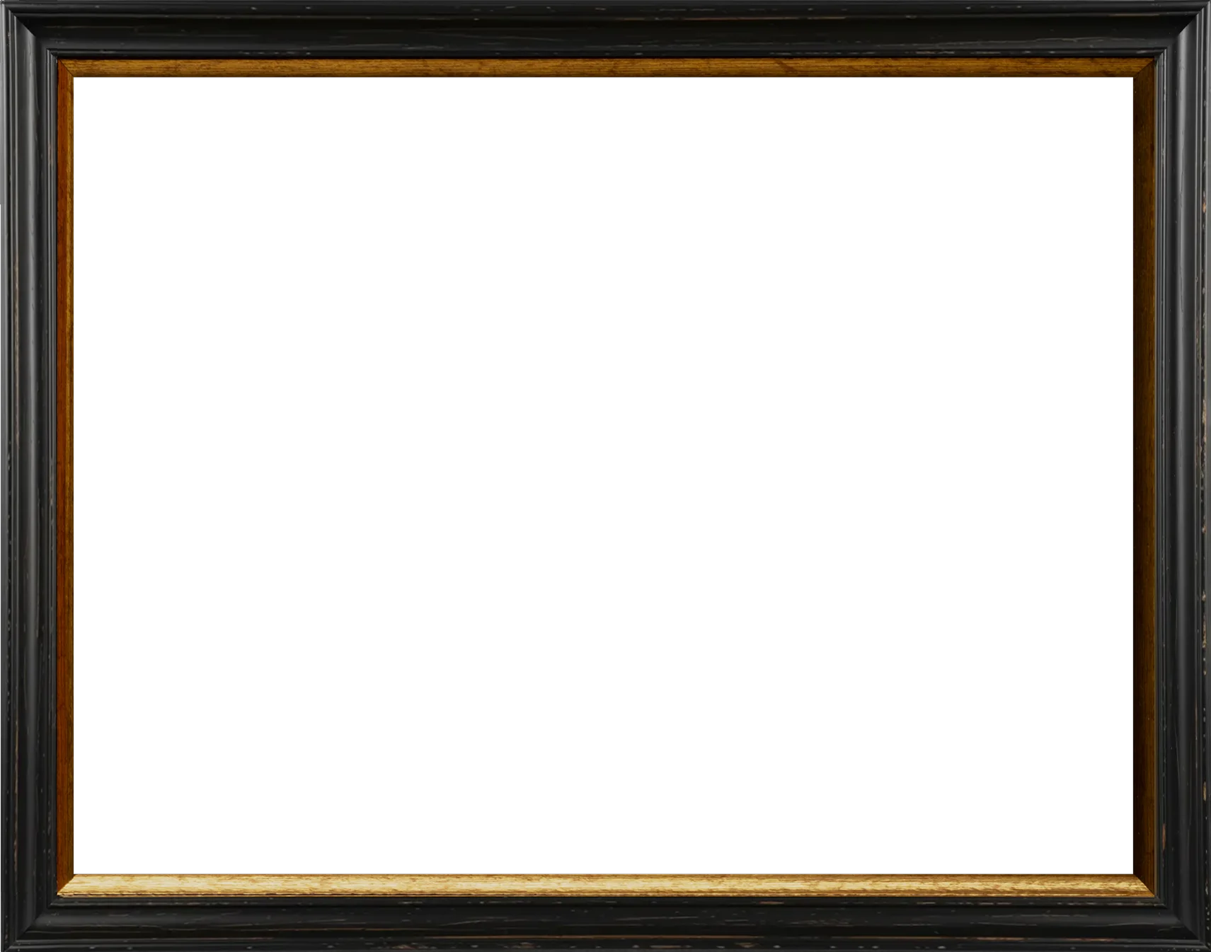 Image showing antiqued black wooden frame with a gold inner frame.